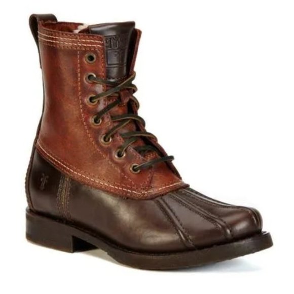 FRYE Veronica Duck Brown & Red Leather/Shearling Boot - Picture 1 of 13